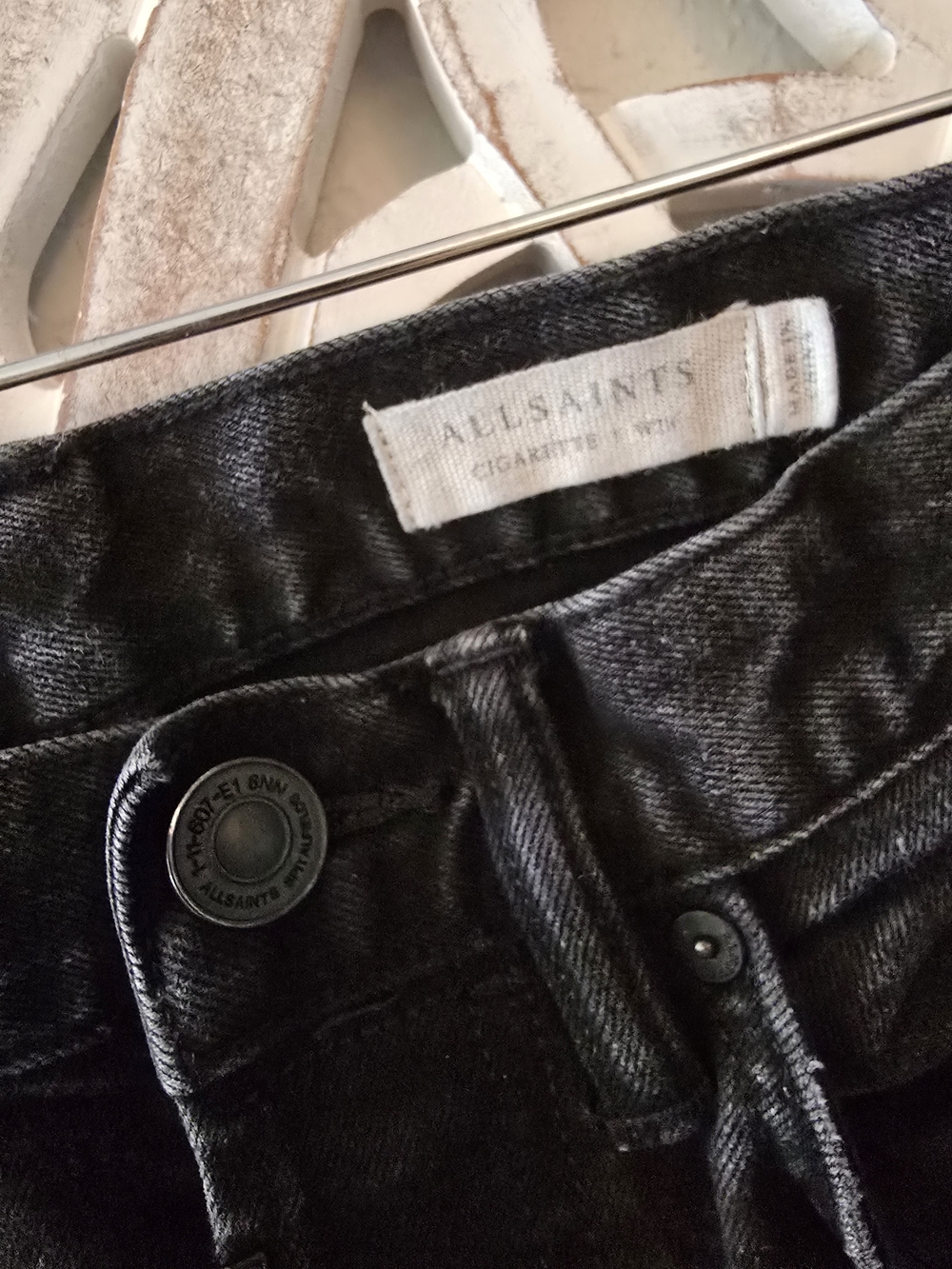 Allsaints Cigarette Black Skinny Jeans Button Fly Stretch Men's 28 - Picture 4 of 8
